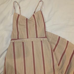 Striped neutral midi dress